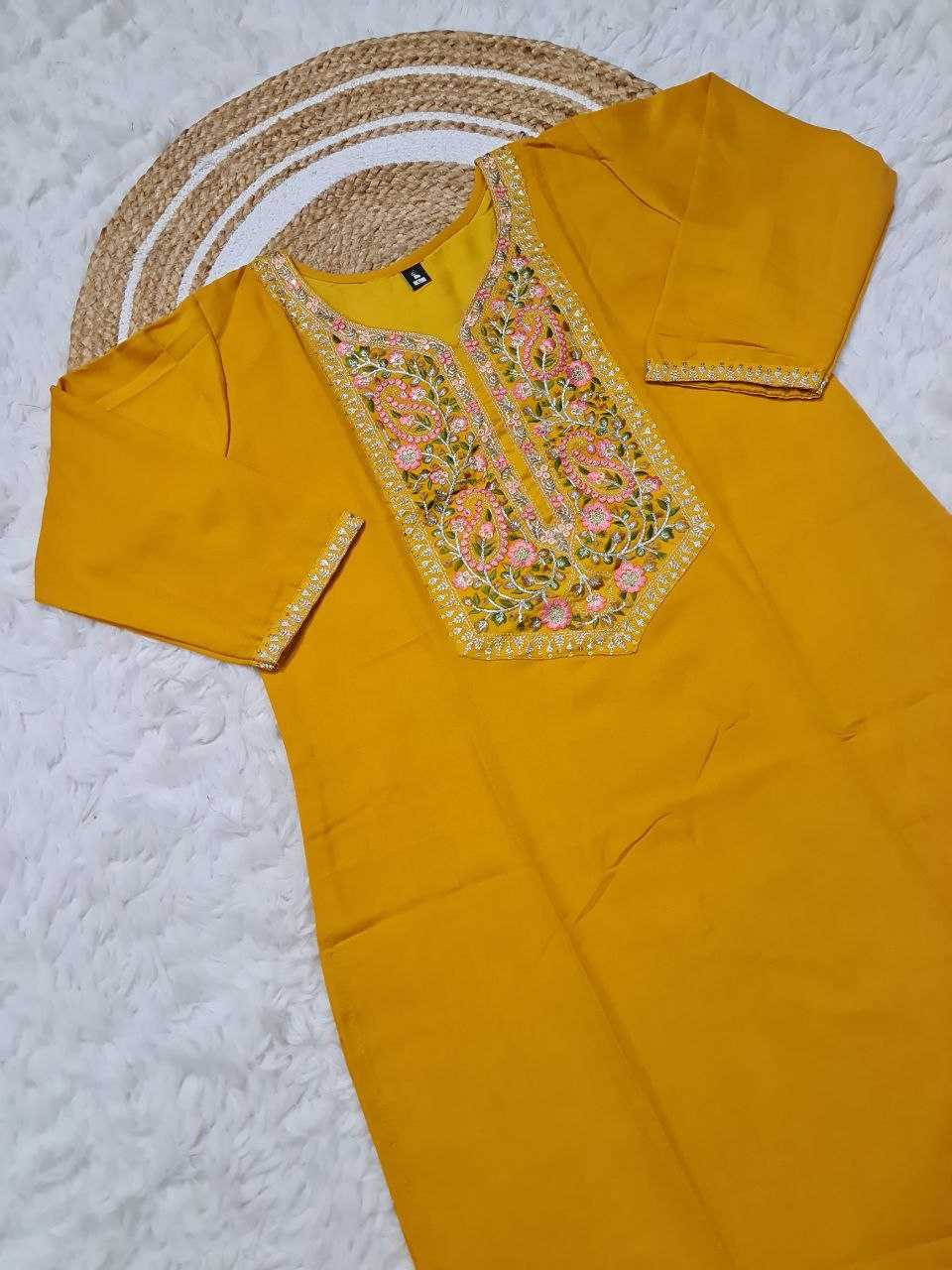 Ynf Reyon Cotton KESH529 MUMTAJ Suits & Dresses Wholesale Embroidery Suits Party wear suits Yellow Salwar Suit Manufacturer- Kapda Export