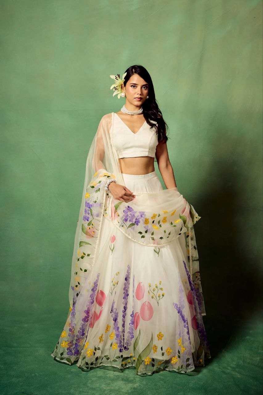Ynf Silk KESH508 1061 Lehengas Wholesale Fancy Lehenga Printed Lehenga White Lehenga Manufacturer- Kapda Export