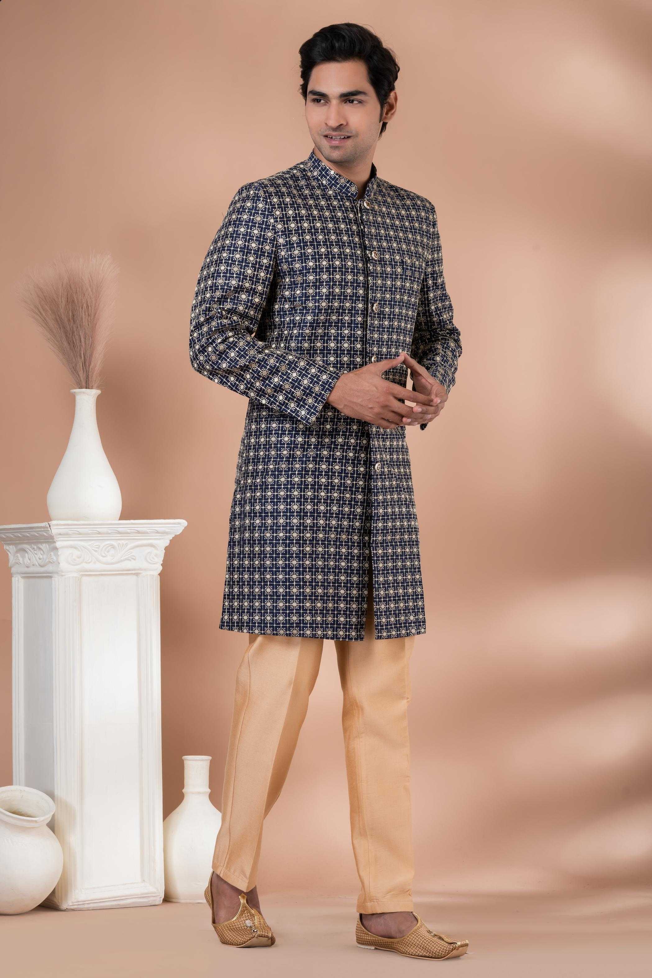 Ynf Silk RIN223 1717 Mens Wear Wholesale Kurta Set with Jacket Designer Ethnic Set Indo Western Manufacturer- Kapda Export
