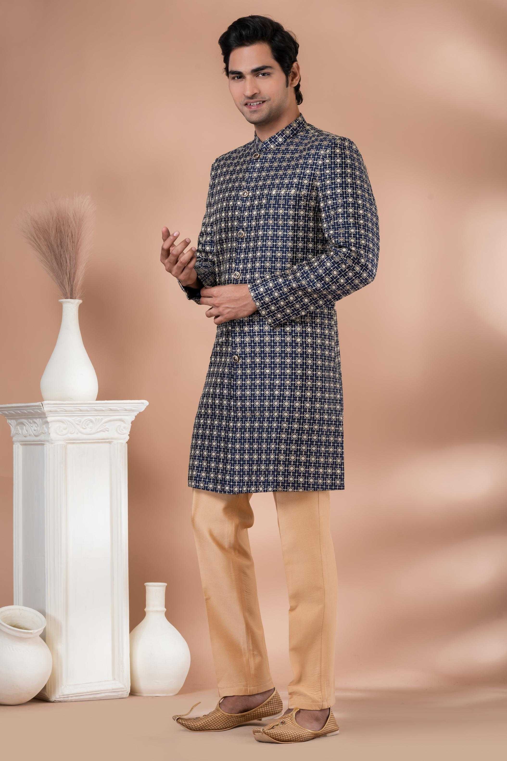 Ynf Silk RIN223 1717 Mens Wear Wholesale Kurta Set with Jacket Designer Ethnic Set Indo Western Manufacturer- Kapda Export
