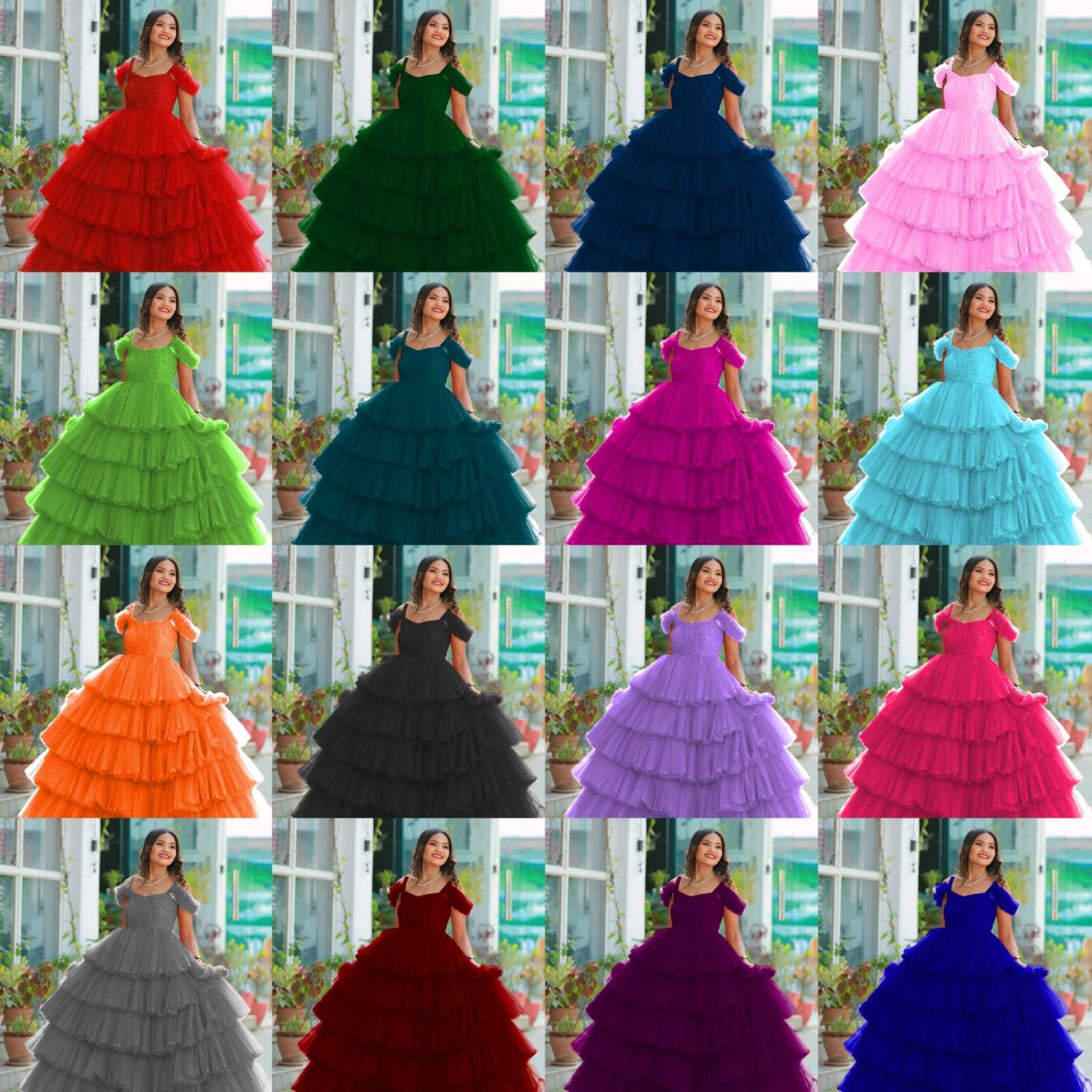 Ynf Soft Net RIN157 2149 Gowns Plus Size Collections Wholesale Party Gowns Net Gowns Ruffle Gowns Manufacturer- Kapda Export