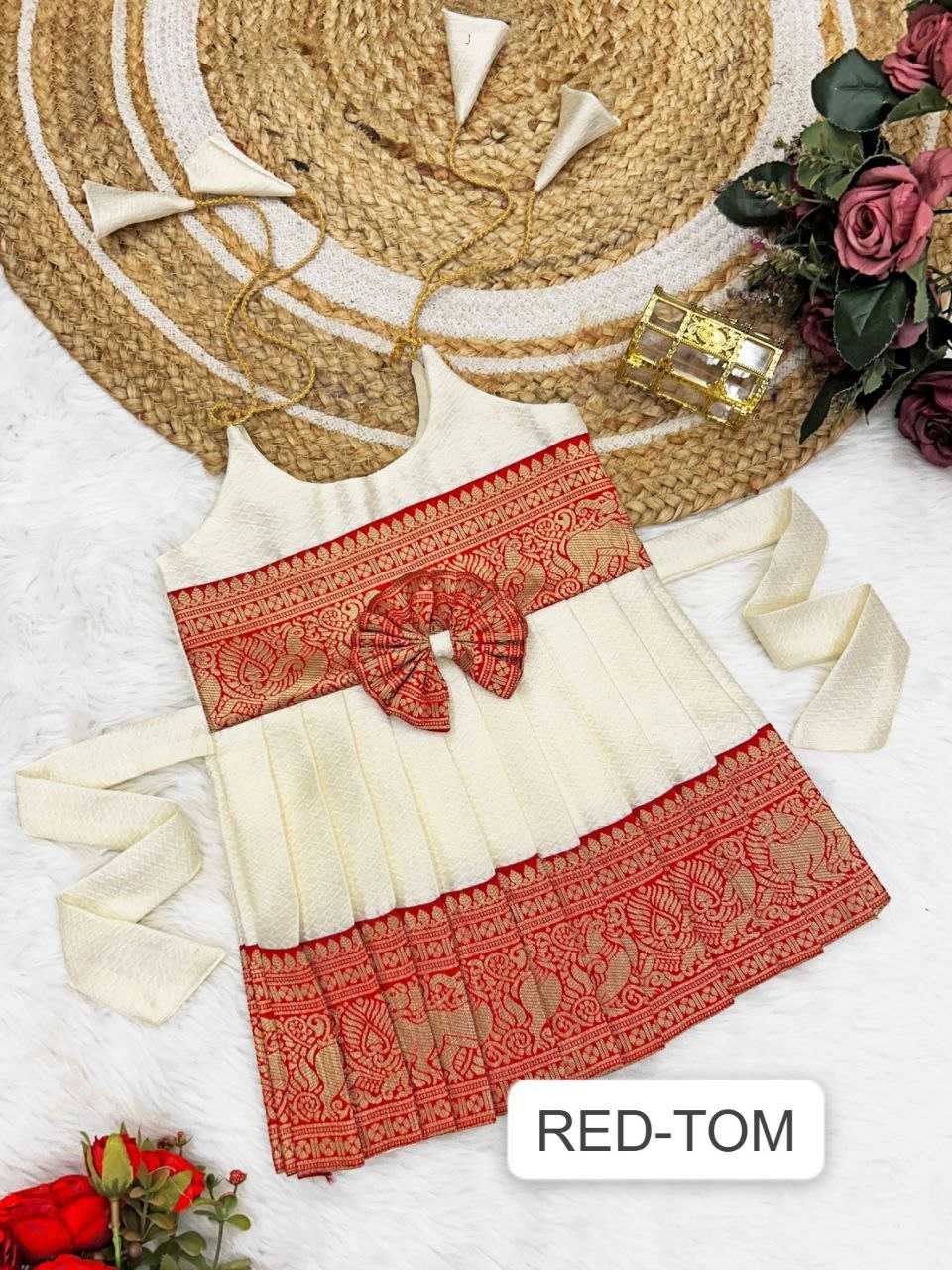 Ynf Soft Tapeta Silk RIN204 Tapeta Kids Wear Festive Collections Wholesale Girls Frock Kids Festive Wear Kids Silk Dress Manufacturer- Kapda Export