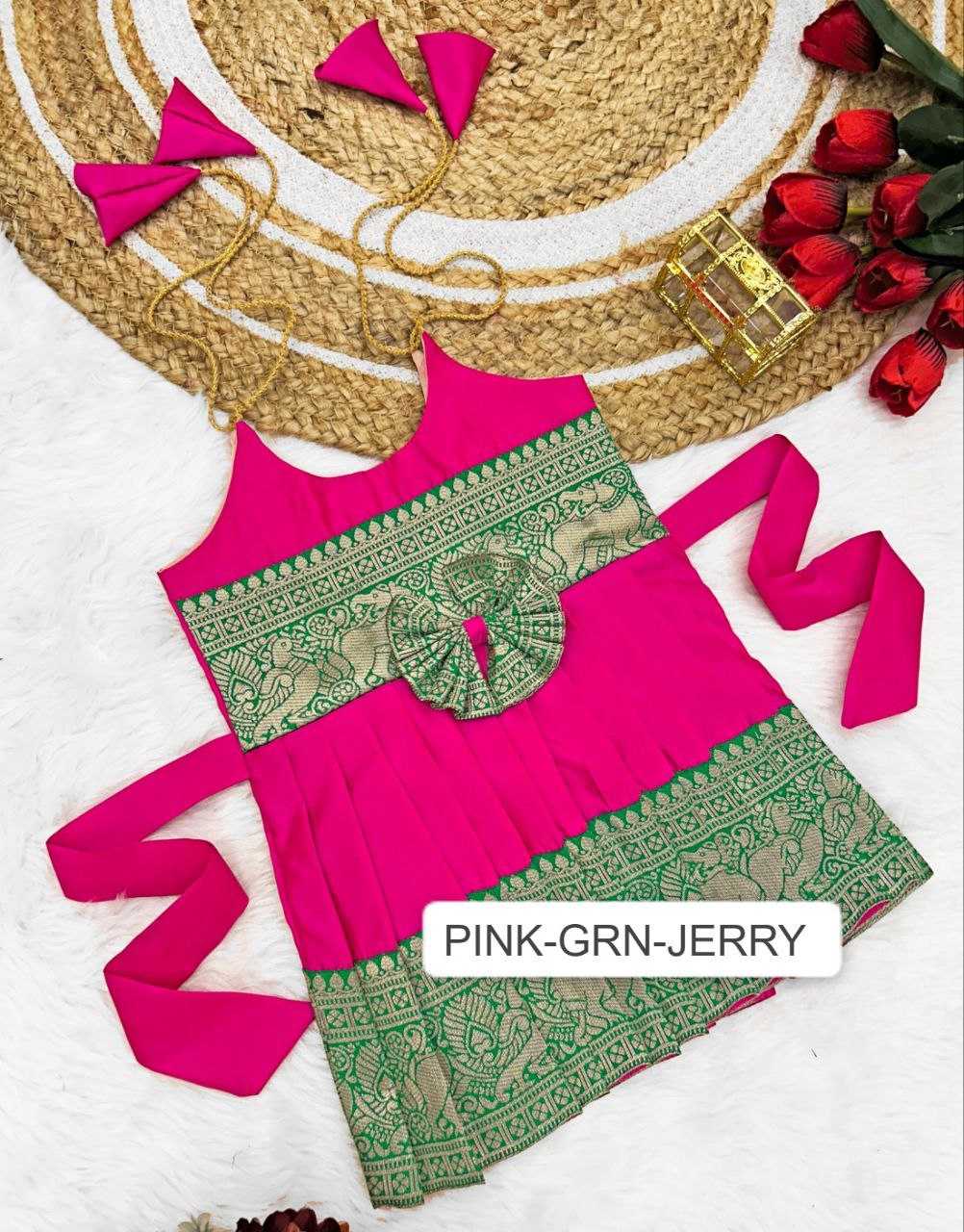 Ynf Soft Tapeta Silk RIN204 Tapeta Kids Wear Festive Collections Wholesale Girls Frock Kids Festive Wear Kids Silk Dress Manufacturer- Kapda Export