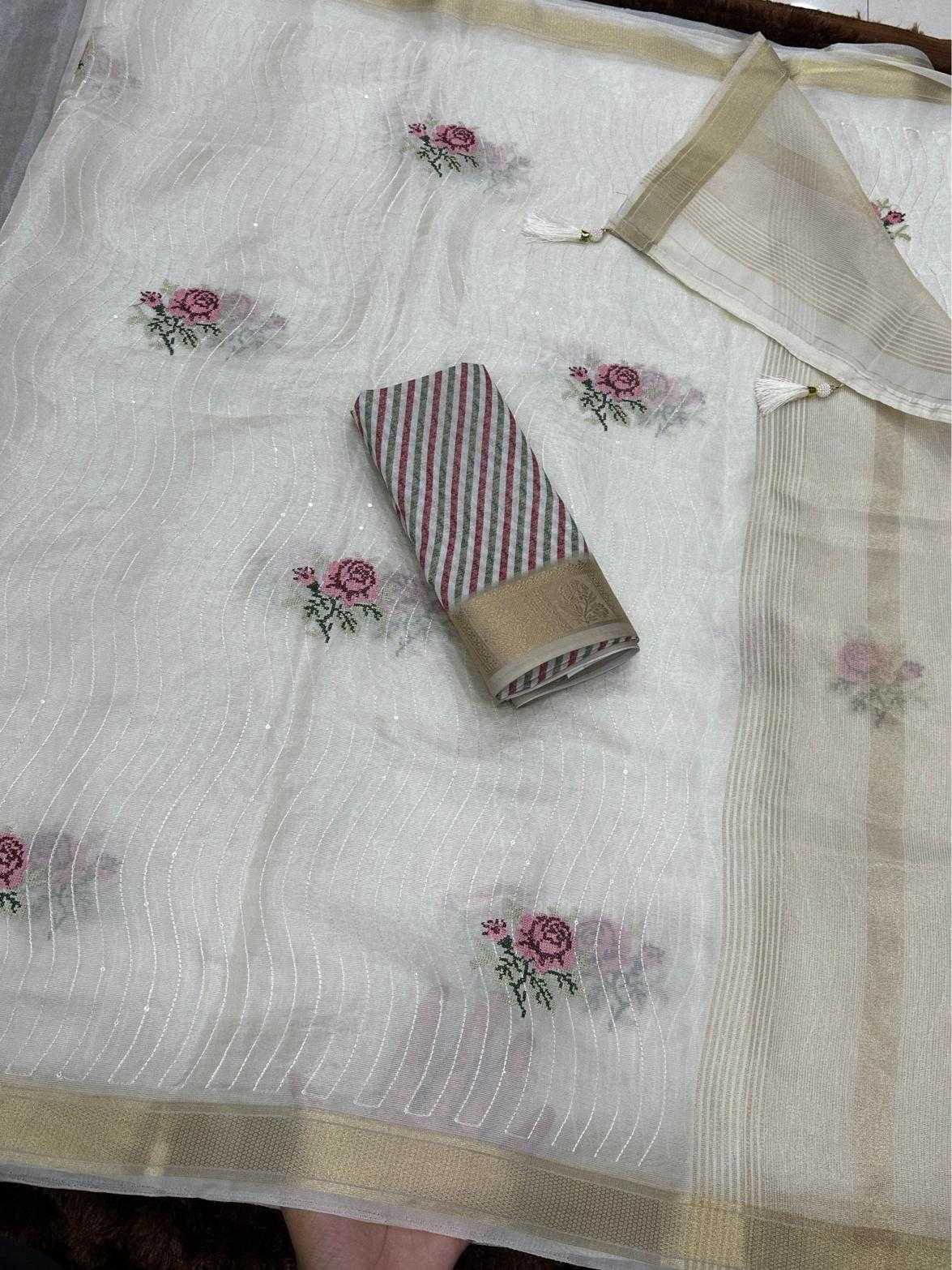 Ynf Tissue Silk KESH500 Rosy Silk Sarees Festive Collections Wholesale Silk Sarees For Weddings White Silk Sarees Onam Collections Manufacturer- Kapda Export