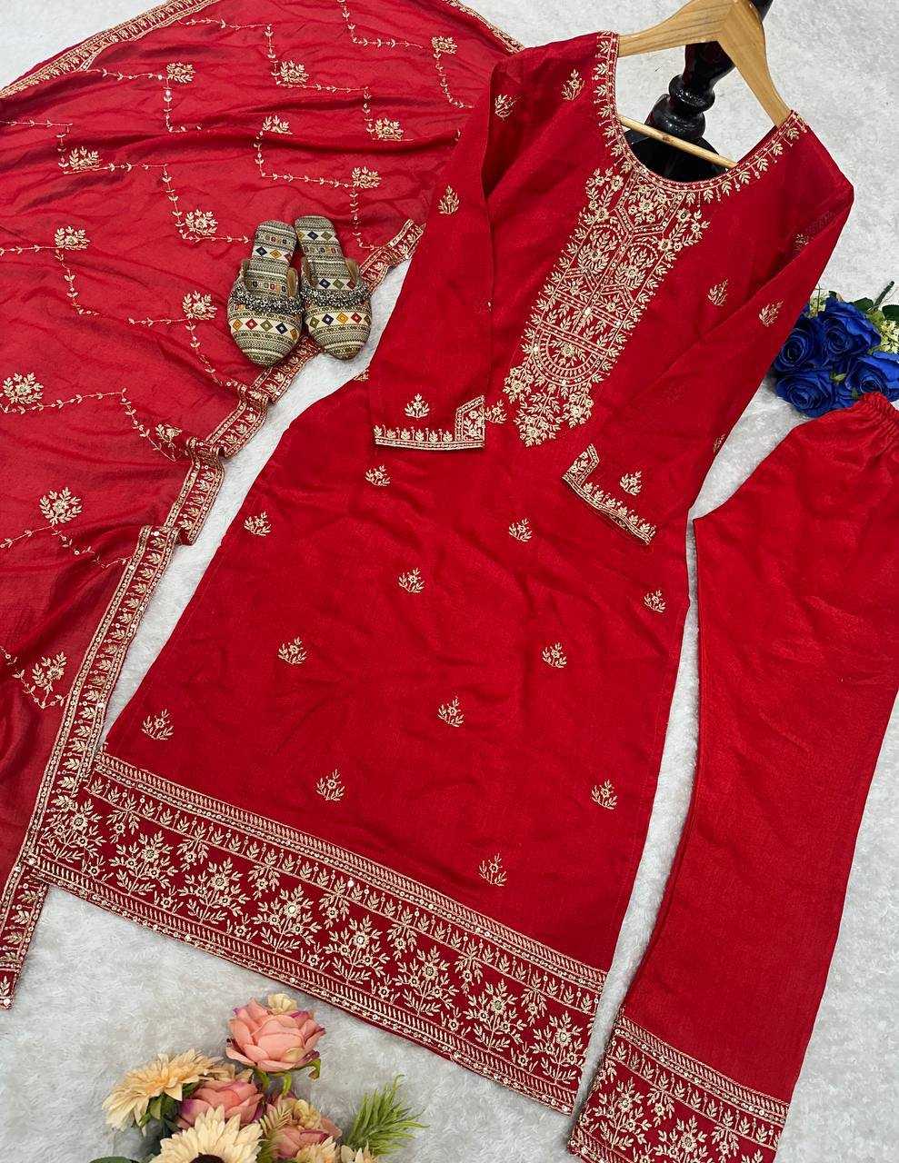 Ynf Vichitra Silk KESH523 049 Suits & Dresses Wholesale Embroidery Suits Ladies Silk Suit Red Salwar Suit Manufacturer- Kapda Export