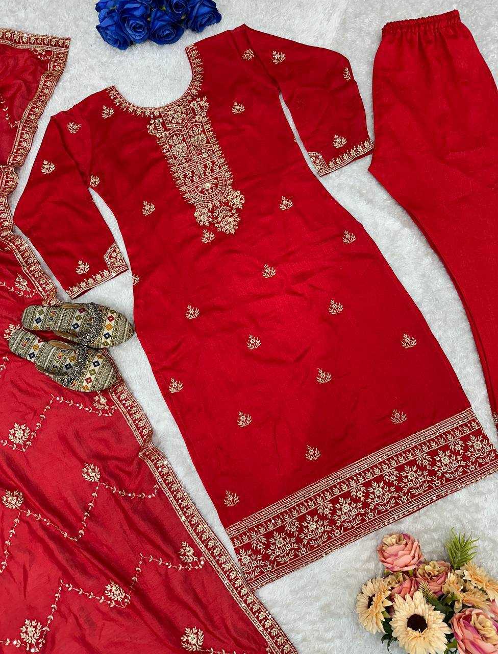 Ynf Vichitra Silk KESH523 049 Suits & Dresses Wholesale Embroidery Suits Ladies Silk Suit Red Salwar Suit Manufacturer- Kapda Export