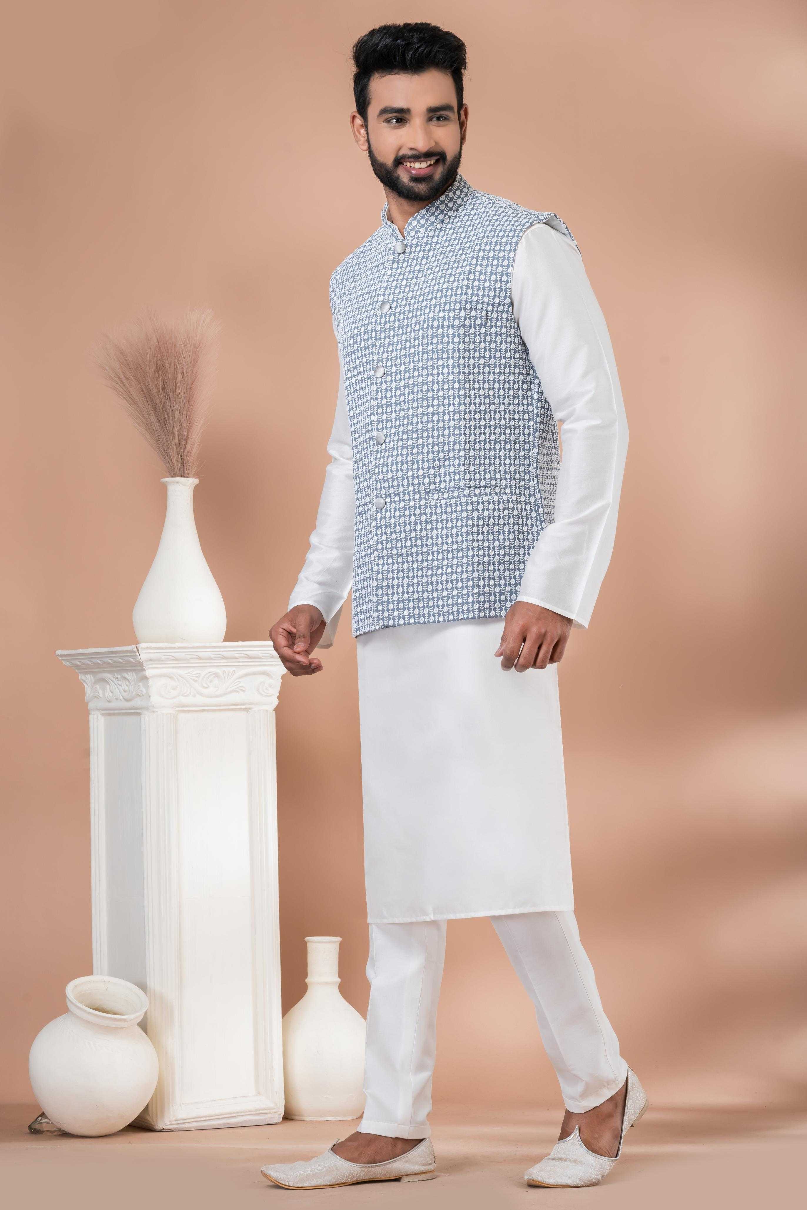 Ynf Viscose RIN223 2352C Mens Wear Festive Collections Wholesale Nehru Jacket Onam Collections Modi Jackets Manufacturer- Kapda Export