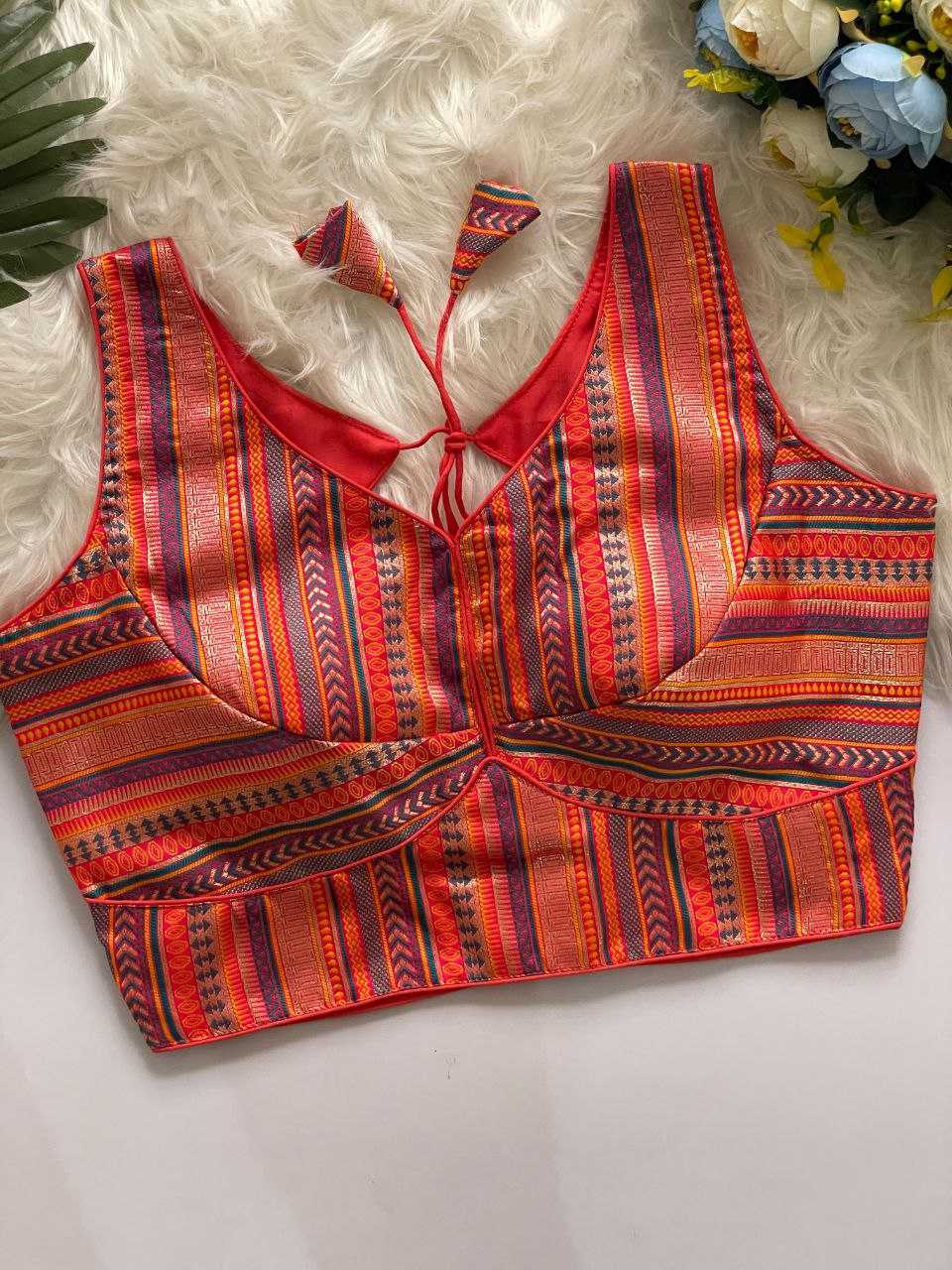 Ynf Banarasi Soft Silk KESH571 NAINTARA Readymade Blouses Wholesale Blouse V-Neck Blouses Sleeveless Blouse Manufacturer- Kapda Export