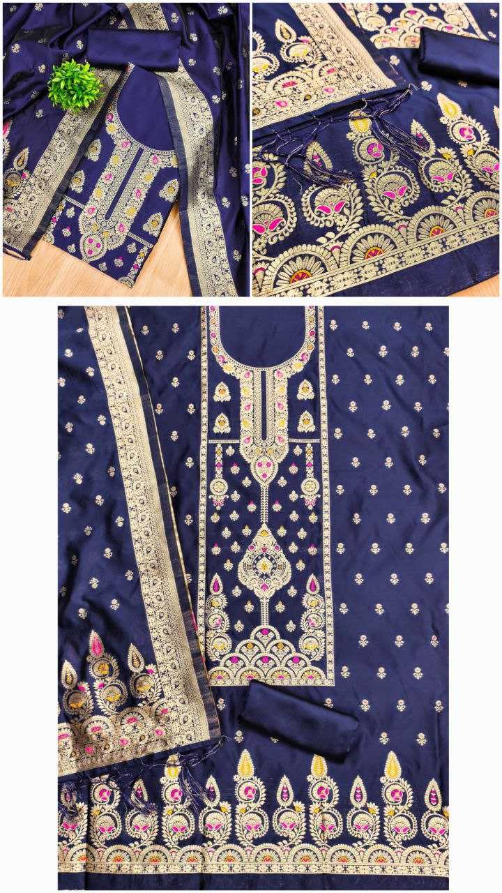 Ynf Banarasi Soft Silk RIN221 pure zari Banarasi silk Suits & Dresses Wholesale Unstitched Suits Suit Material Semi-Stitched Suits Manufacturer- Kapda Export