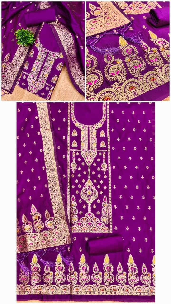 Ynf Banarasi Soft Silk RIN221 pure zari Banarasi silk Suits & Dresses Wholesale Unstitched Suits Suit Material Semi-Stitched Suits Manufacturer- Kapda Export