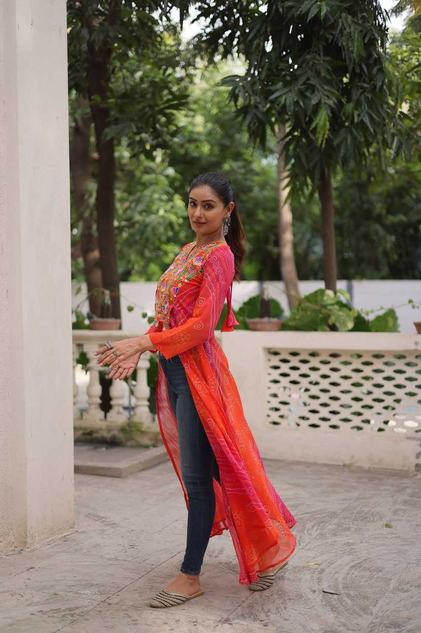 Ynf Bandhini Silk KESH489 1197 Kurti Festive Collections Wholesale Casual Kurtis Printed Kurtis Bandhani Kurtis Navratri Chaniya Choli Manufacturer- Kapda Export