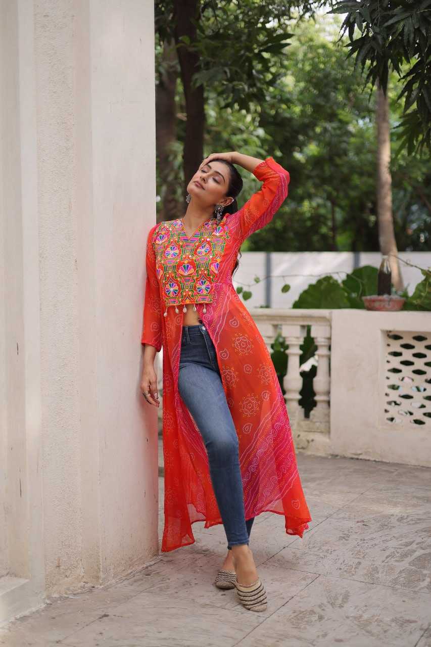 Ynf Bandhini Silk KESH489 1197 Kurti Festive Collections Wholesale Casual Kurtis Printed Kurtis Bandhani Kurtis Navratri Chaniya Choli Manufacturer- Kapda Export