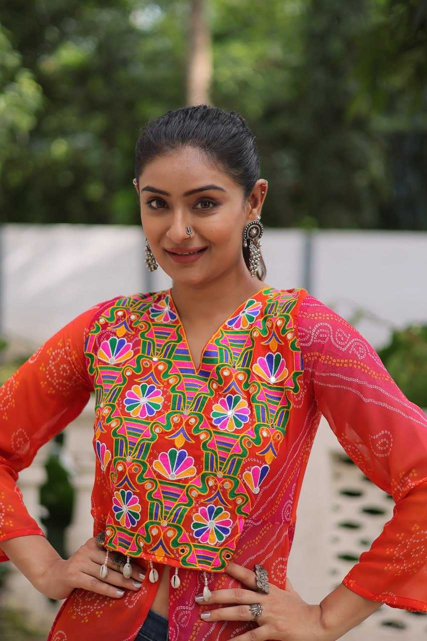 Ynf Bandhini Silk KESH489 1197 Kurti Festive Collections Wholesale Casual Kurtis Printed Kurtis Bandhani Kurtis Navratri Chaniya Choli Manufacturer- Kapda Export