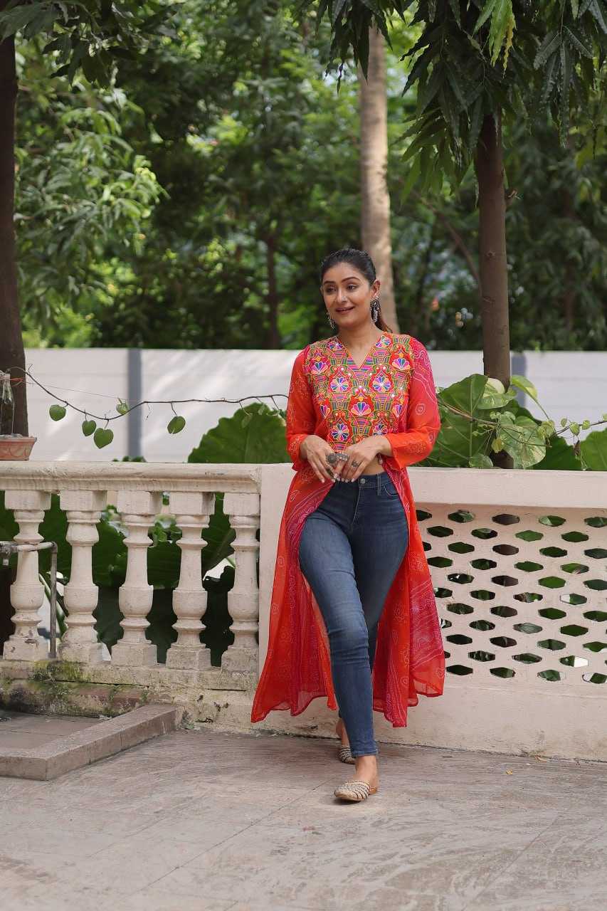 Ynf Bandhini Silk KESH489 1197 Kurti Festive Collections Wholesale Casual Kurtis Printed Kurtis Bandhani Kurtis Navratri Chaniya Choli Manufacturer- Kapda Export