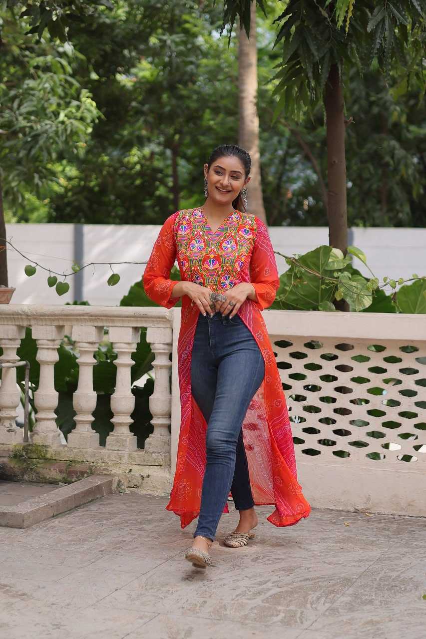 Ynf Bandhini Silk KESH489 1197 Kurti Festive Collections Wholesale Casual Kurtis Printed Kurtis Bandhani Kurtis Navratri Chaniya Choli Manufacturer- Kapda Export