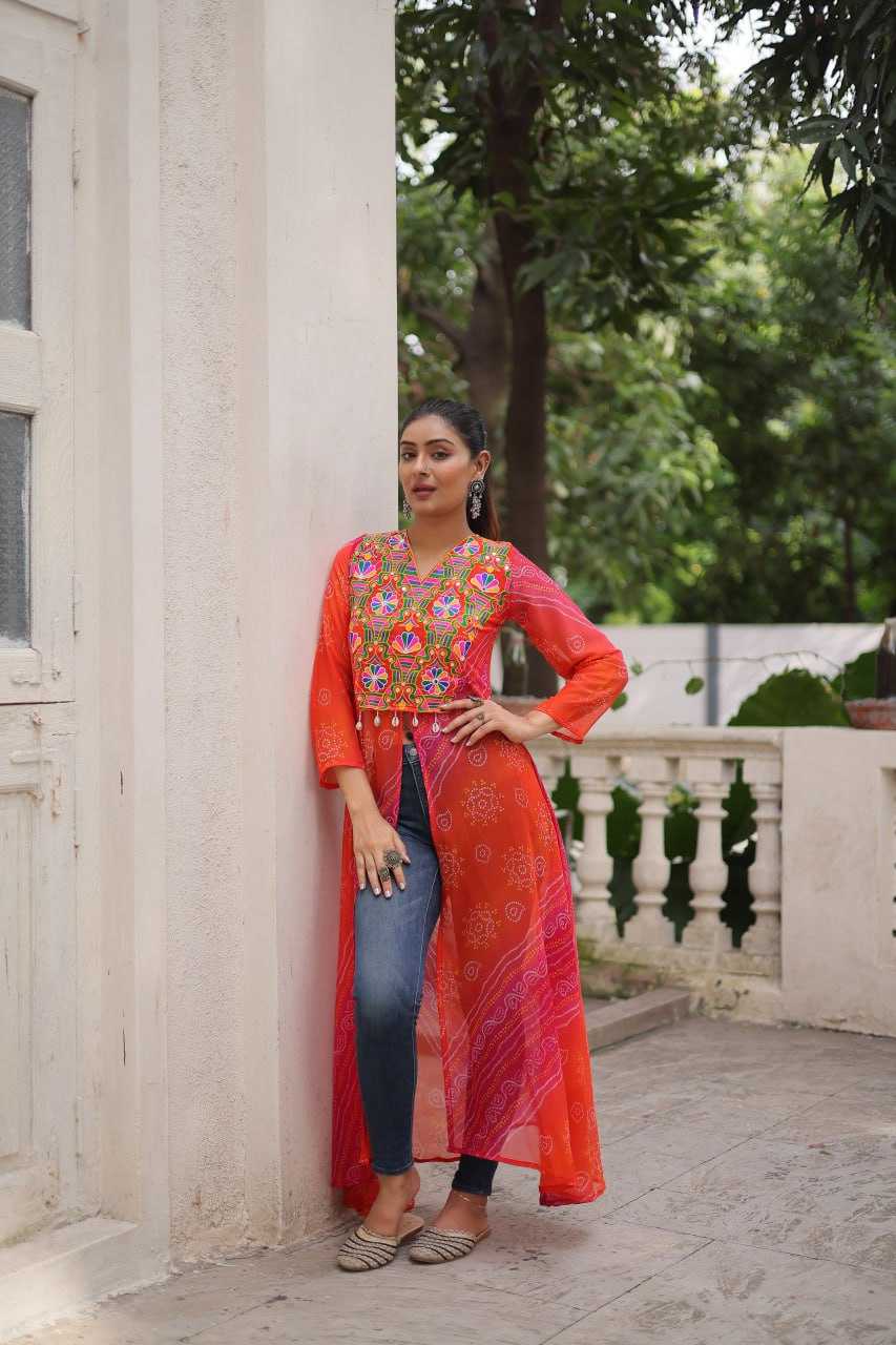 Ynf Bandhini Silk KESH489 1197 Kurti Festive Collections Wholesale Casual Kurtis Printed Kurtis Bandhani Kurtis Navratri Chaniya Choli Manufacturer- Kapda Export