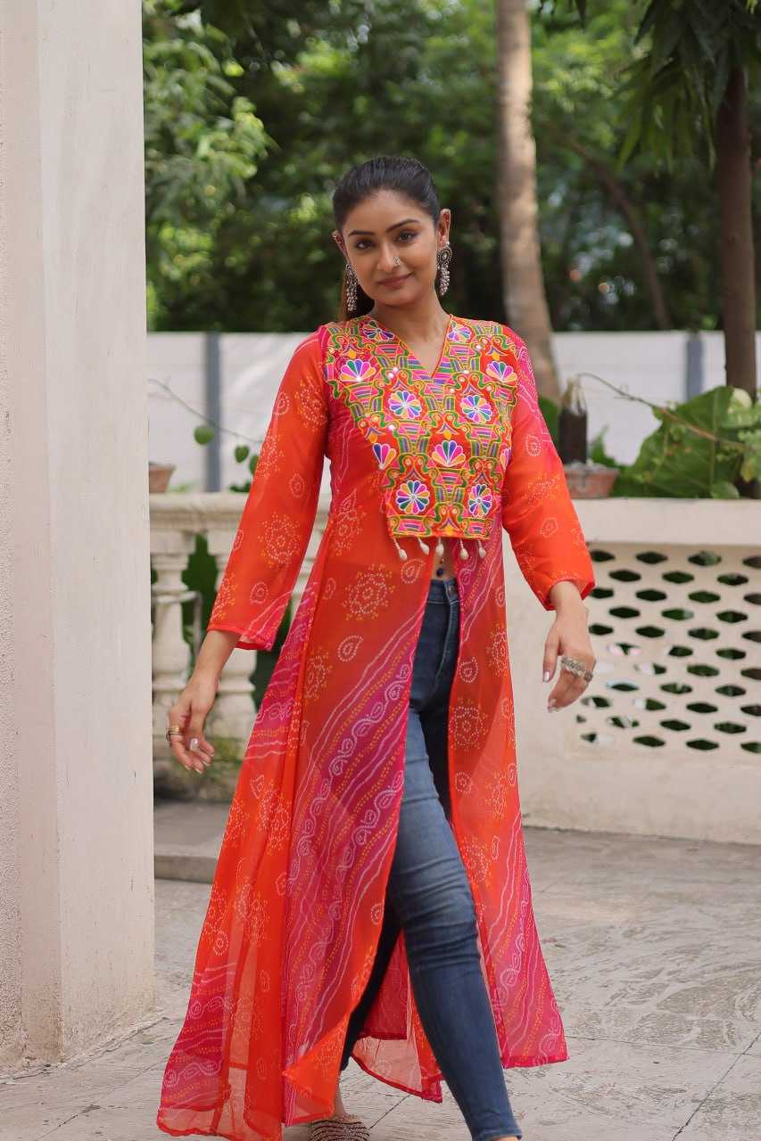 Ynf Bandhini Silk KESH489 1197 Kurti Festive Collections Wholesale Casual Kurtis Printed Kurtis Bandhani Kurtis Navratri Chaniya Choli Manufacturer- Kapda Export