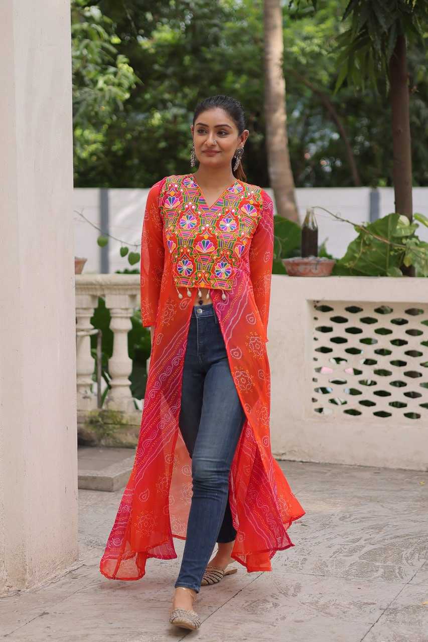 Ynf Bandhini Silk KESH489 1197 Kurti Festive Collections Wholesale Casual Kurtis Printed Kurtis Bandhani Kurtis Navratri Chaniya Choli Manufacturer- Kapda Export