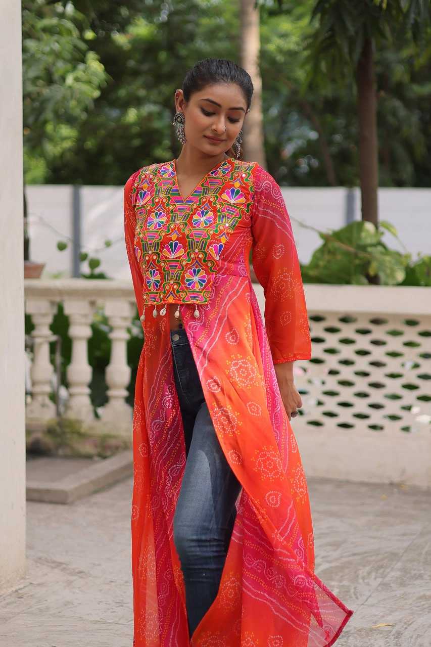 Ynf Bandhini Silk KESH489 1197 Kurti Festive Collections Wholesale Casual Kurtis Printed Kurtis Bandhani Kurtis Navratri Chaniya Choli Manufacturer- Kapda Export