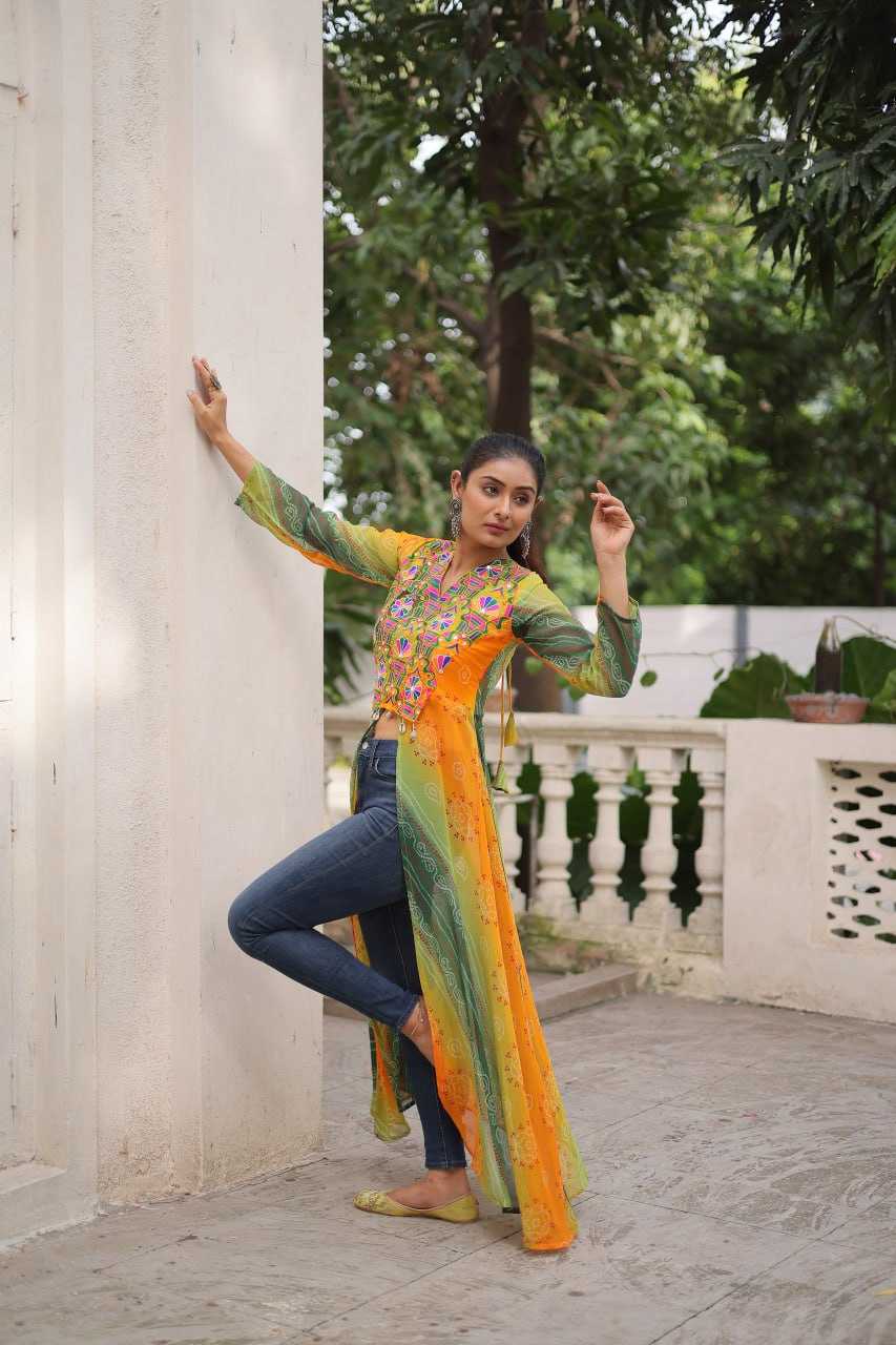 Ynf Bandhini Silk KESH489 1197 Kurti Festive Collections Wholesale Casual Kurtis Printed Kurtis Bandhani Kurtis Navratri Chaniya Choli Manufacturer- Kapda Export