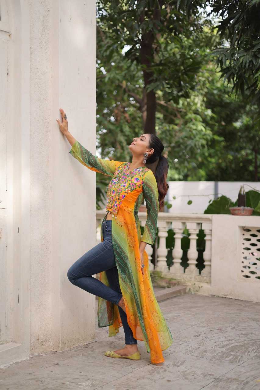 Ynf Bandhini Silk KESH489 1197 Kurti Festive Collections Wholesale Casual Kurtis Printed Kurtis Bandhani Kurtis Navratri Chaniya Choli Manufacturer- Kapda Export