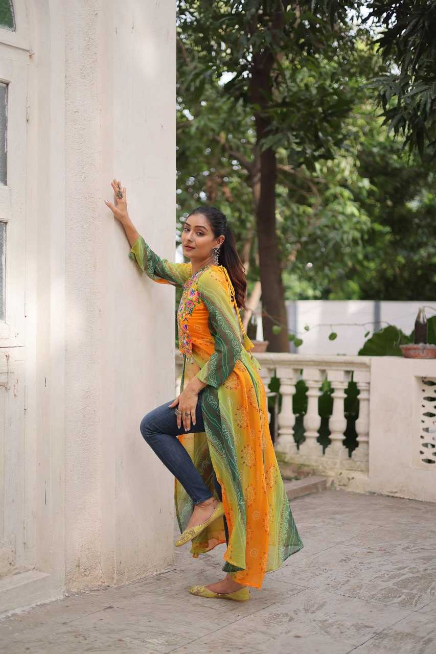 Ynf Bandhini Silk KESH489 1197 Kurti Festive Collections Wholesale Casual Kurtis Printed Kurtis Bandhani Kurtis Navratri Chaniya Choli Manufacturer- Kapda Export