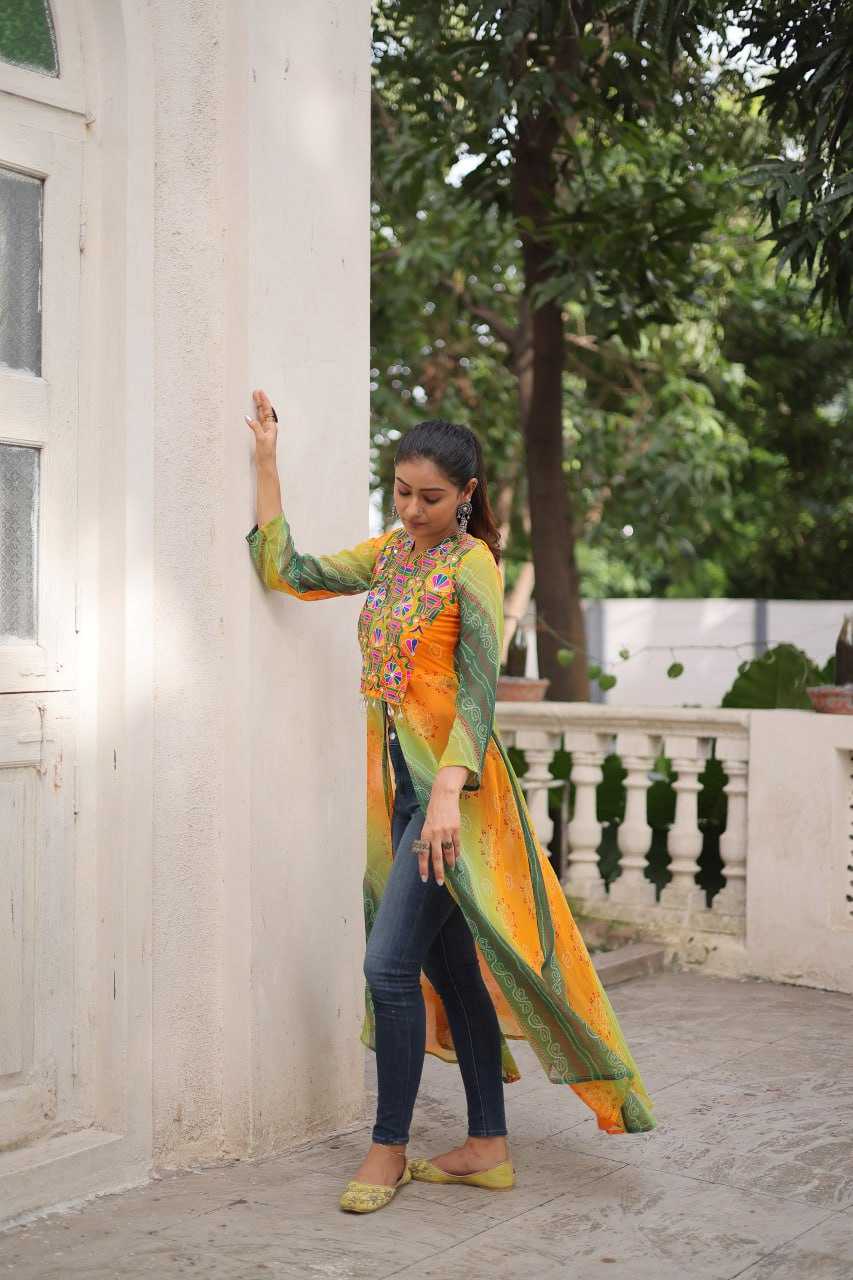 Ynf Bandhini Silk KESH489 1197 Kurti Festive Collections Wholesale Casual Kurtis Printed Kurtis Bandhani Kurtis Navratri Chaniya Choli Manufacturer- Kapda Export