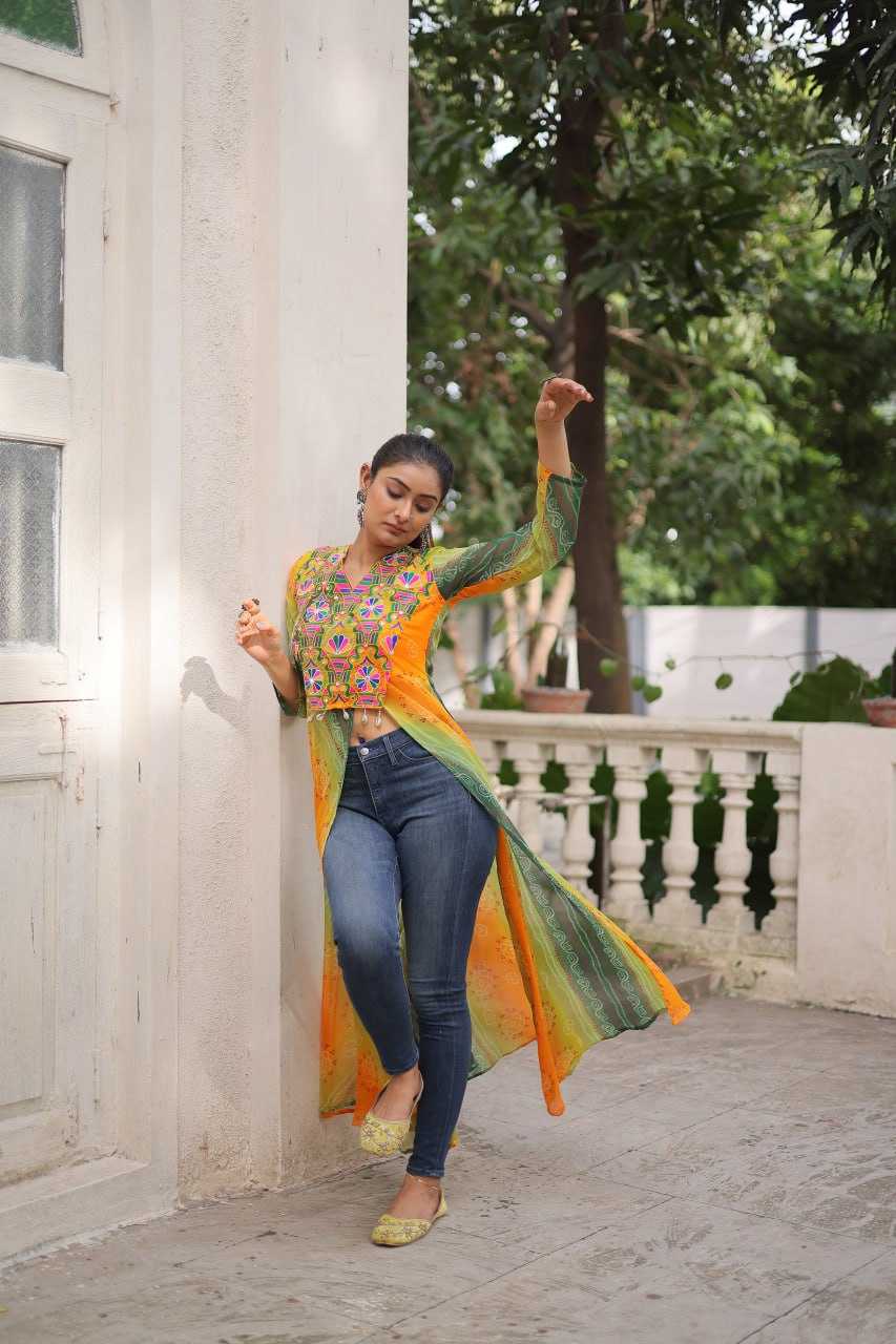 Ynf Bandhini Silk KESH489 1197 Kurti Festive Collections Wholesale Casual Kurtis Printed Kurtis Bandhani Kurtis Navratri Chaniya Choli Manufacturer- Kapda Export