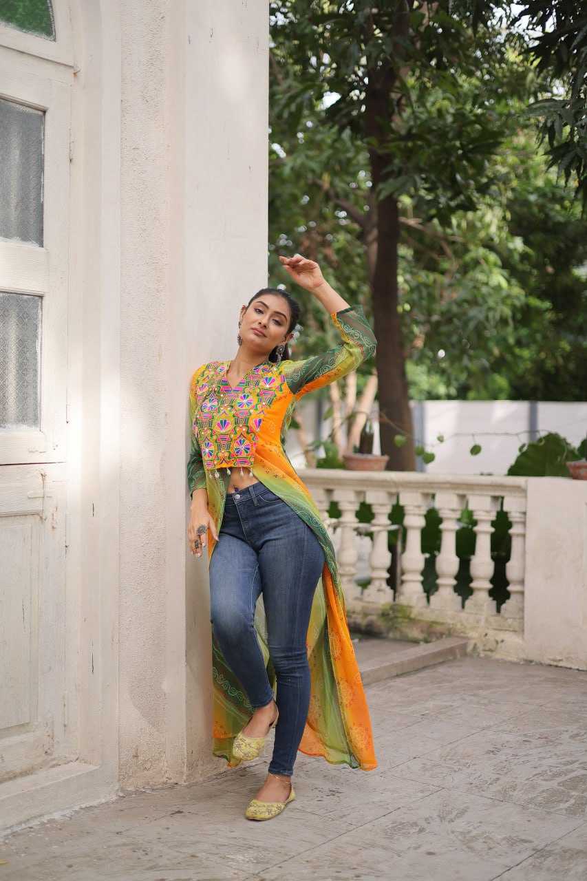 Ynf Bandhini Silk KESH489 1197 Kurti Festive Collections Wholesale Casual Kurtis Printed Kurtis Bandhani Kurtis Navratri Chaniya Choli Manufacturer- Kapda Export