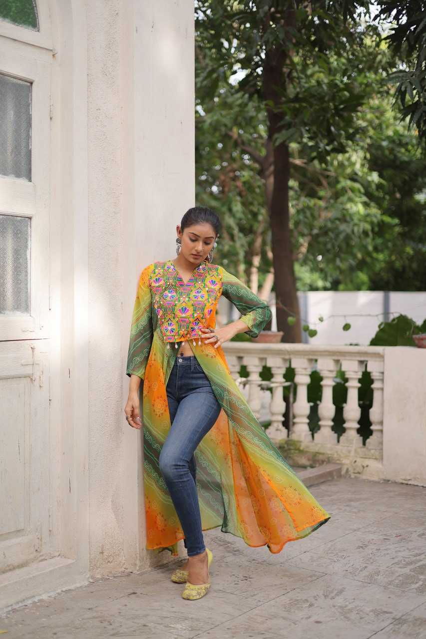 Ynf Bandhini Silk KESH489 1197 Kurti Festive Collections Wholesale Casual Kurtis Printed Kurtis Bandhani Kurtis Navratri Chaniya Choli Manufacturer- Kapda Export