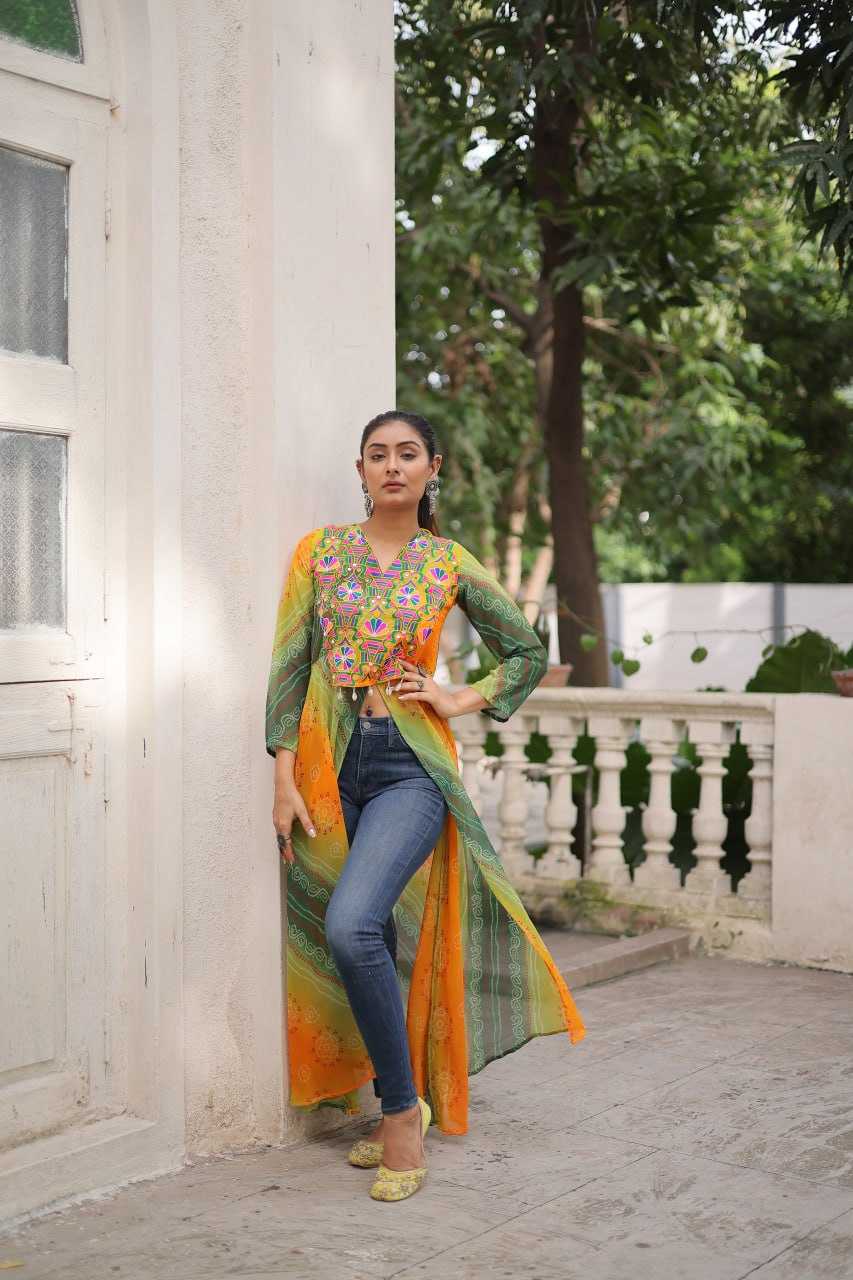 Ynf Bandhini Silk KESH489 1197 Kurti Festive Collections Wholesale Casual Kurtis Printed Kurtis Bandhani Kurtis Navratri Chaniya Choli Manufacturer- Kapda Export