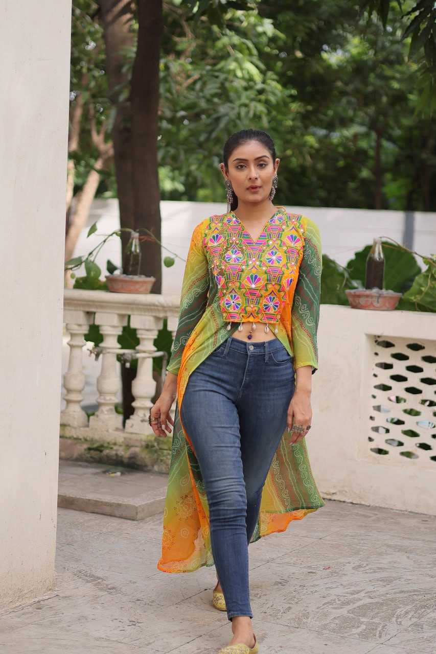 Ynf Bandhini Silk KESH489 1197 Kurti Festive Collections Wholesale Casual Kurtis Printed Kurtis Bandhani Kurtis Navratri Chaniya Choli Manufacturer- Kapda Export