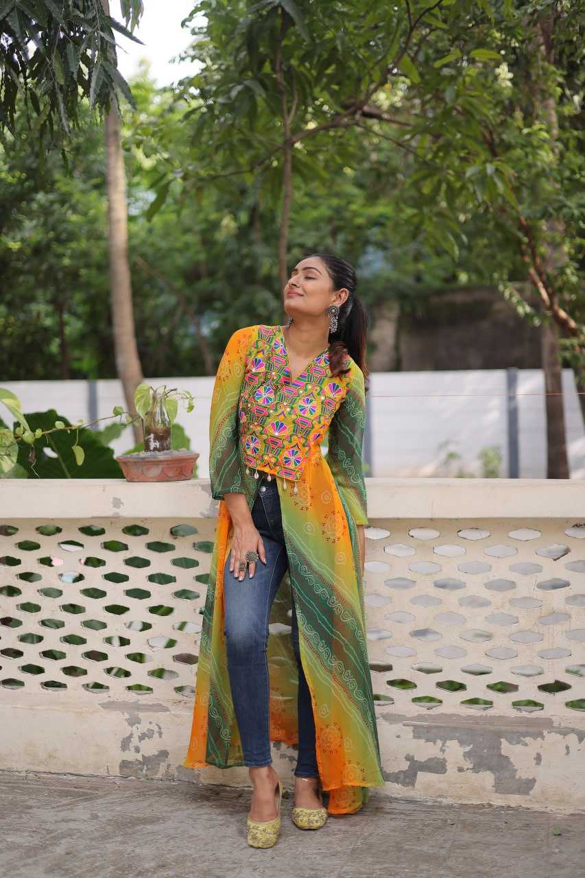 Ynf Bandhini Silk KESH489 1197 Kurti Festive Collections Wholesale Casual Kurtis Printed Kurtis Bandhani Kurtis Navratri Chaniya Choli Manufacturer- Kapda Export