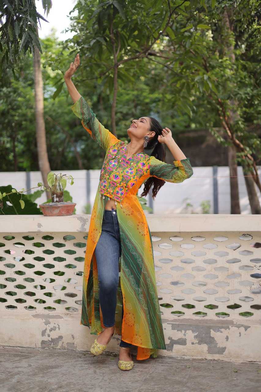 Ynf Bandhini Silk KESH489 1197 Kurti Festive Collections Wholesale Casual Kurtis Printed Kurtis Bandhani Kurtis Navratri Chaniya Choli Manufacturer- Kapda Export