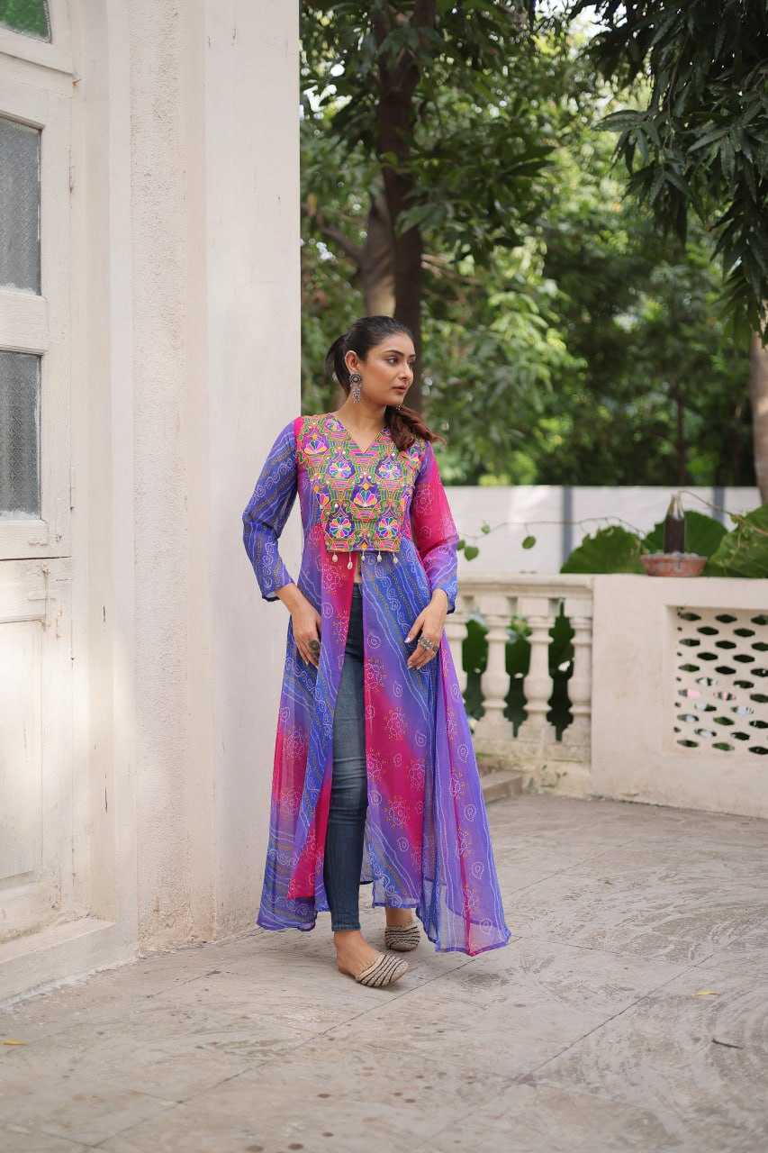 Ynf Bandhini Silk KESH489 1197 Kurti Festive Collections Wholesale Casual Kurtis Printed Kurtis Bandhani Kurtis Navratri Chaniya Choli Manufacturer- Kapda Export