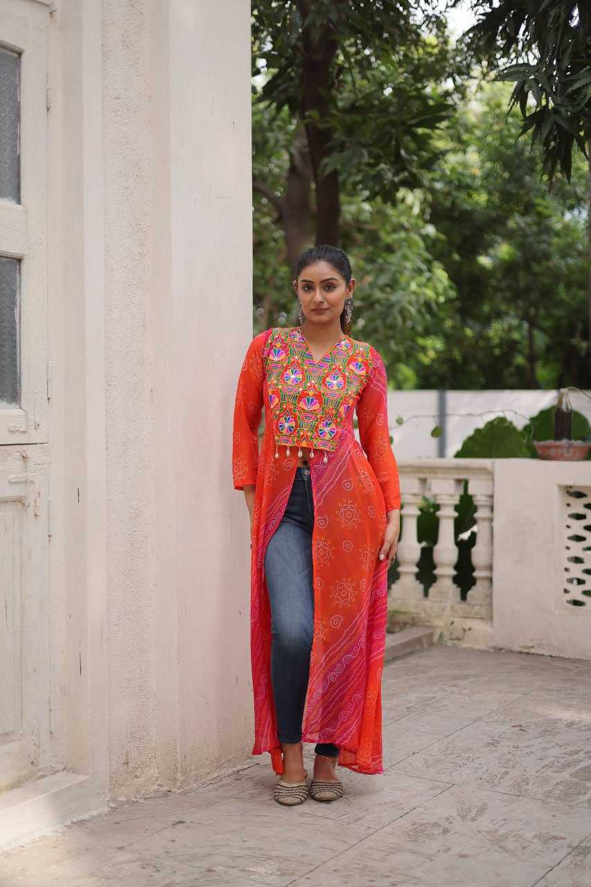 Ynf Bandhini Silk KESH489 1197 Kurti Festive Collections Wholesale Casual Kurtis Printed Kurtis Bandhani Kurtis Navratri Chaniya Choli Manufacturer- Kapda Export