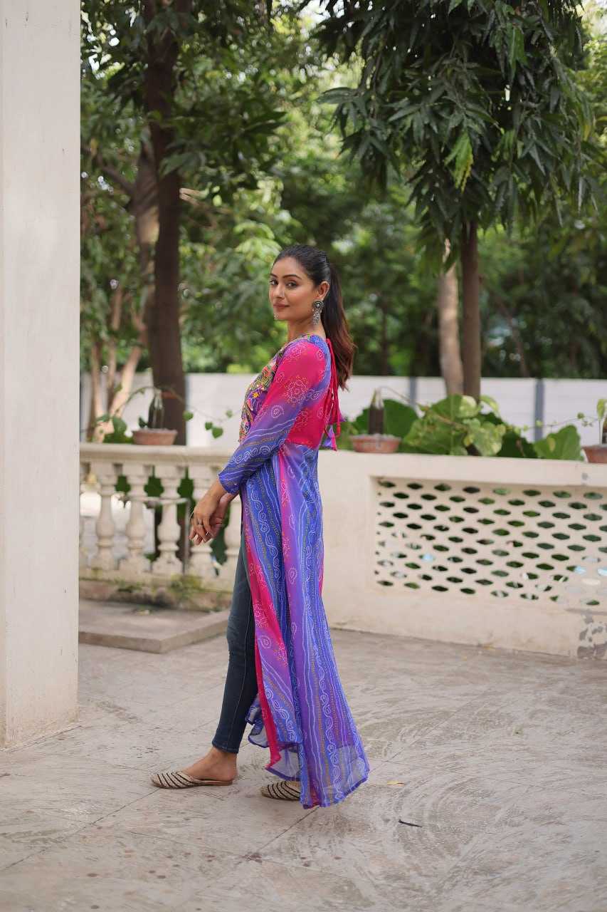 Ynf Bandhini Silk KESH489 1197 Kurti Festive Collections Wholesale Casual Kurtis Printed Kurtis Bandhani Kurtis Navratri Chaniya Choli Manufacturer- Kapda Export