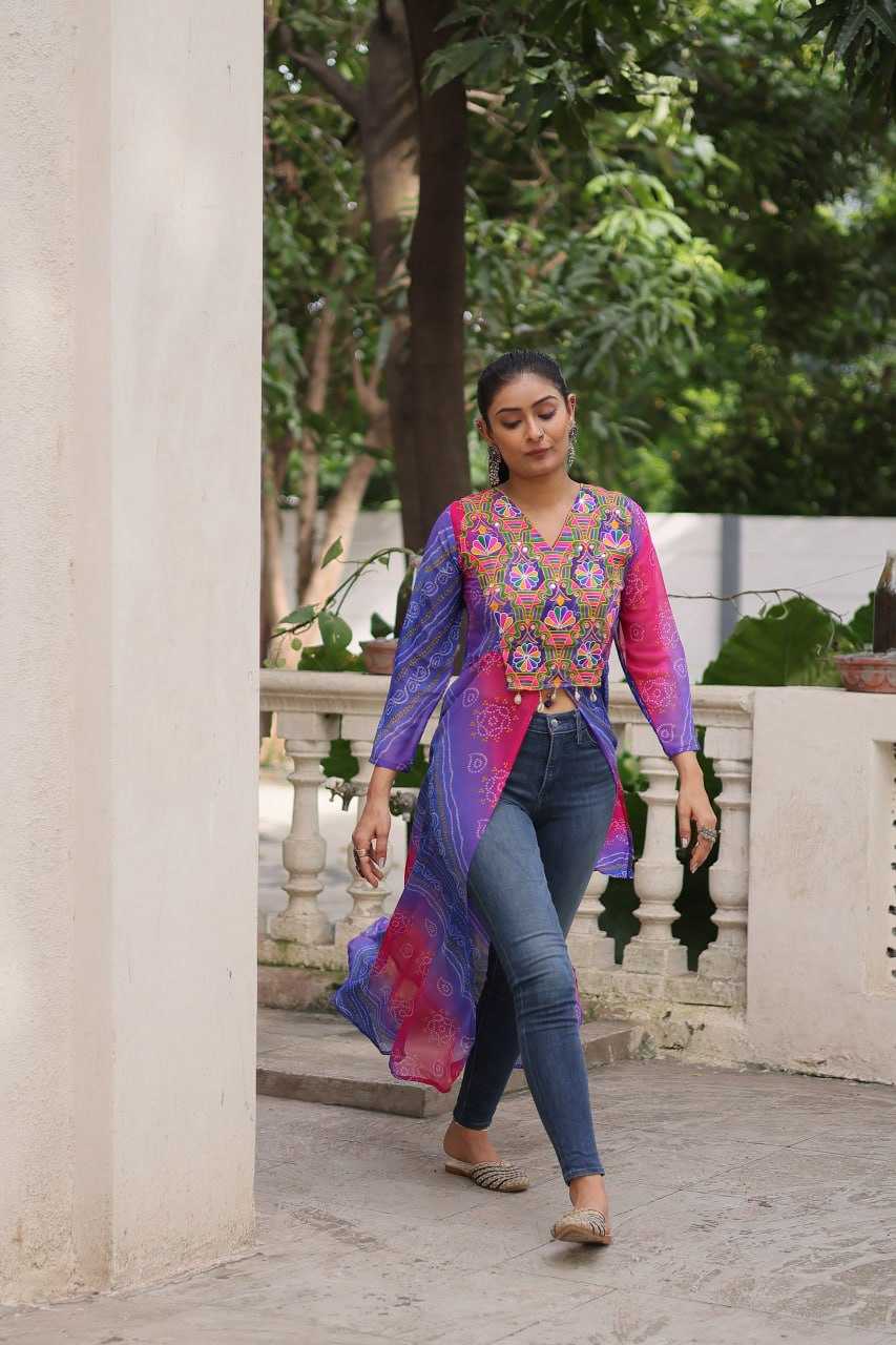 Ynf Bandhini Silk KESH489 1197 Kurti Festive Collections Wholesale Casual Kurtis Printed Kurtis Bandhani Kurtis Navratri Chaniya Choli Manufacturer- Kapda Export