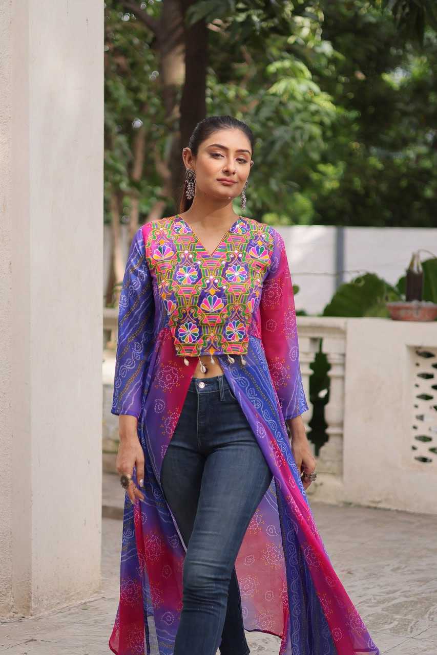 Ynf Bandhini Silk KESH489 1197 Kurti Festive Collections Wholesale Casual Kurtis Printed Kurtis Bandhani Kurtis Navratri Chaniya Choli Manufacturer- Kapda Export