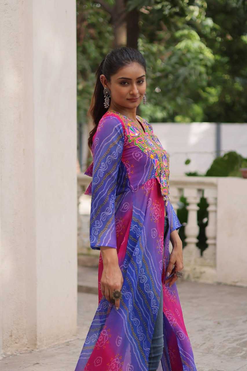 Ynf Bandhini Silk KESH489 1197 Kurti Festive Collections Wholesale Casual Kurtis Printed Kurtis Bandhani Kurtis Navratri Chaniya Choli Manufacturer- Kapda Export