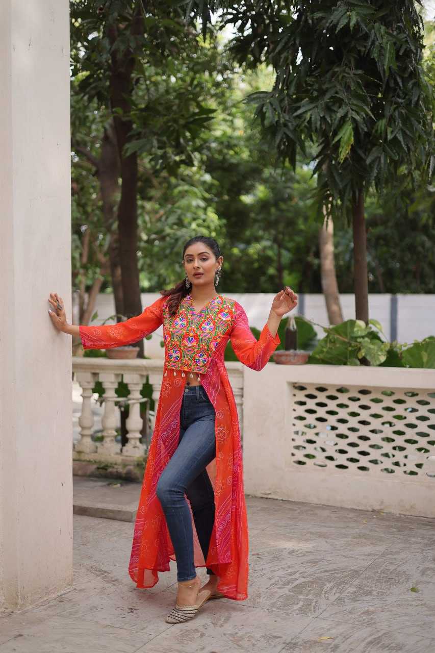 Ynf Bandhini Silk KESH489 1197 Kurti Festive Collections Wholesale Casual Kurtis Printed Kurtis Bandhani Kurtis Navratri Chaniya Choli Manufacturer- Kapda Export