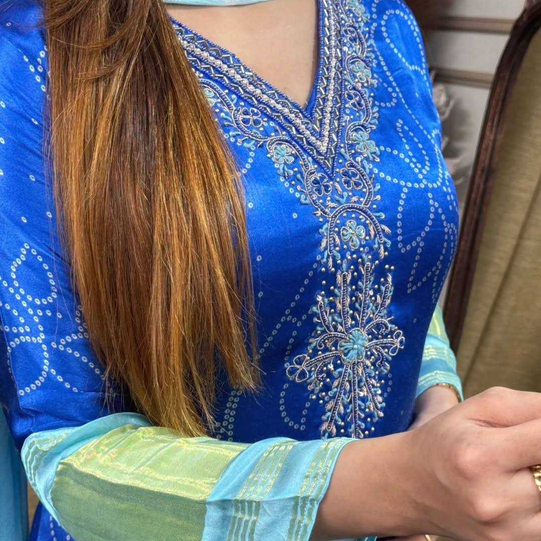 Ynf Bandhini Silk KESH501 JUMERA Suits & Dresses Wholesale Ladies Suits Embroidery Suits Bandhani Suits Manufacturer- Kapda Export