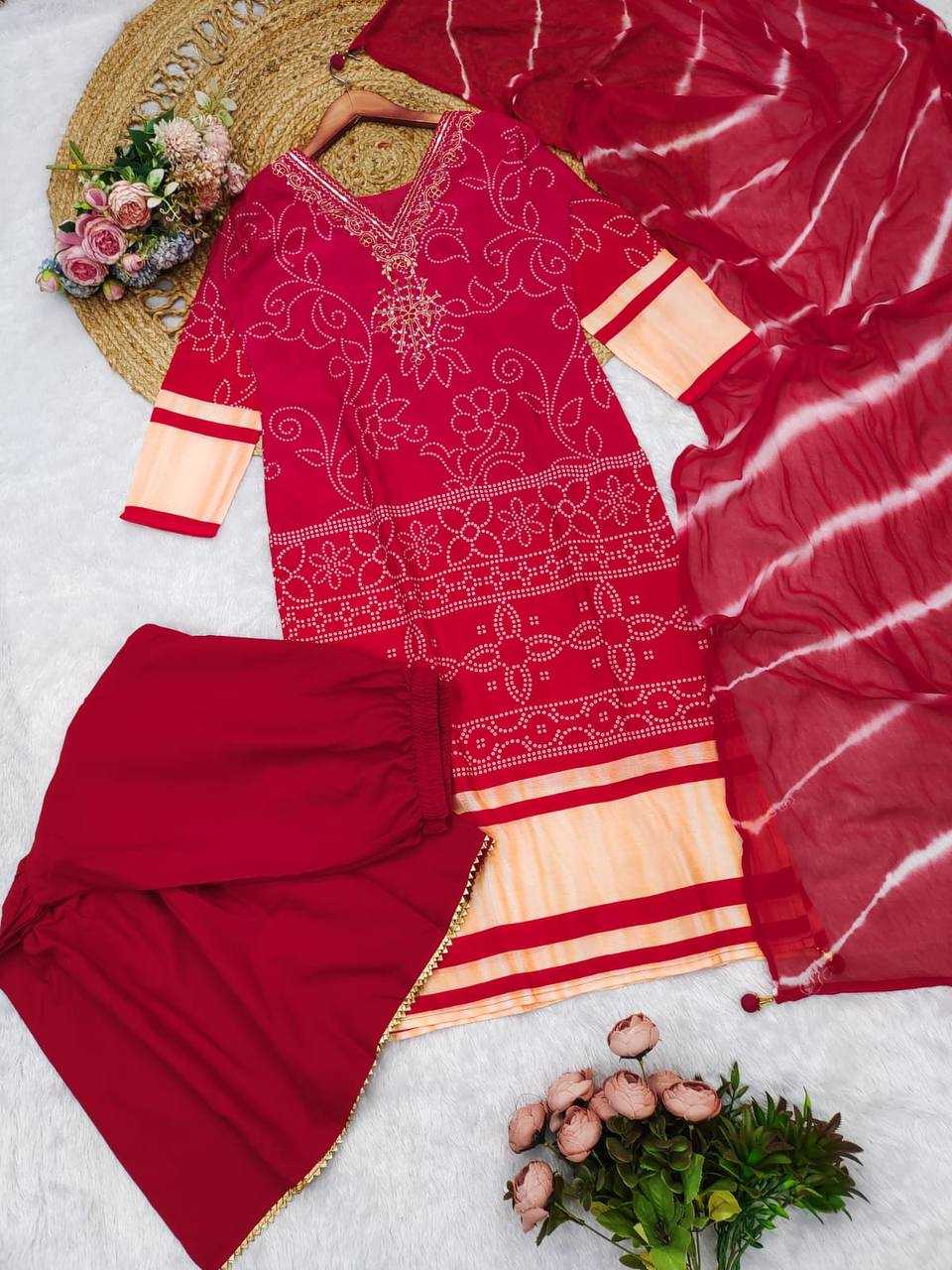 Ynf Bandhini Silk KESH501 JUMERA Suits & Dresses Wholesale Ladies Suits Embroidery Suits Bandhani Suits Manufacturer- Kapda Export
