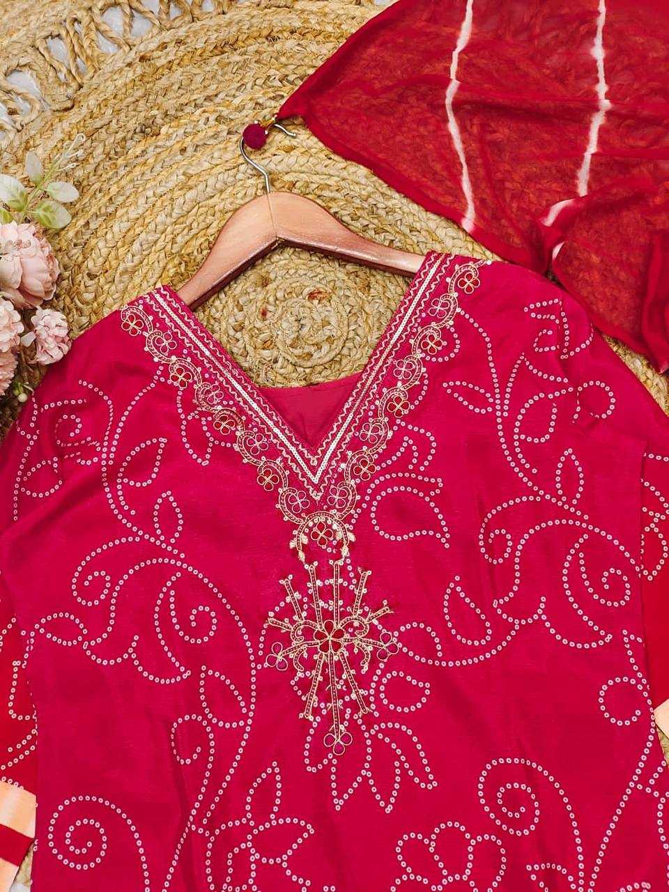 Ynf Bandhini Silk KESH501 JUMERA Suits & Dresses Wholesale Ladies Suits Embroidery Suits Bandhani Suits Manufacturer- Kapda Export