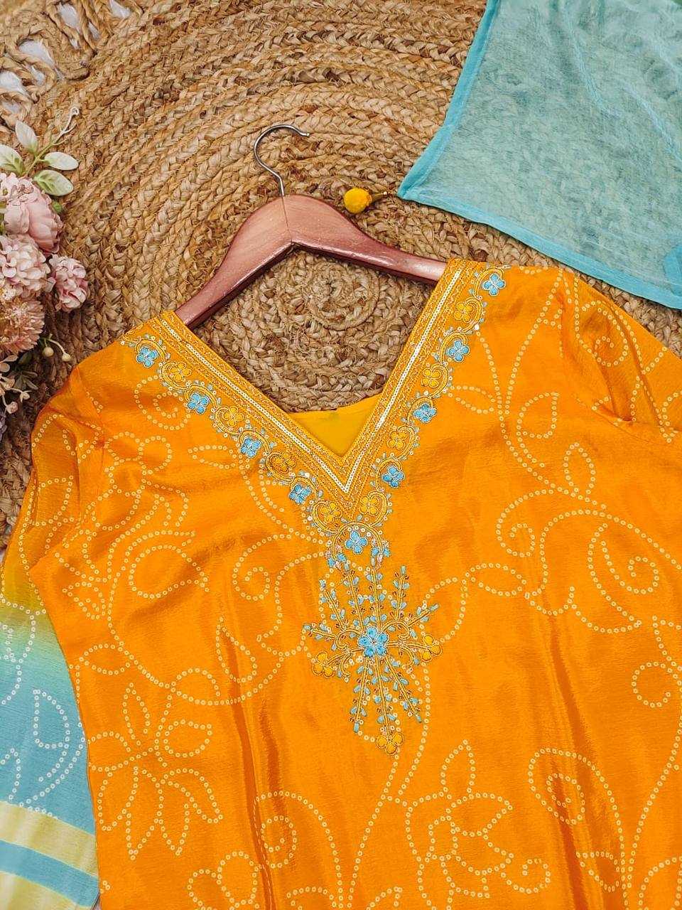 Ynf Bandhini Silk KESH501 JUMERA Suits & Dresses Wholesale Ladies Suits Embroidery Suits Bandhani Suits Manufacturer- Kapda Export