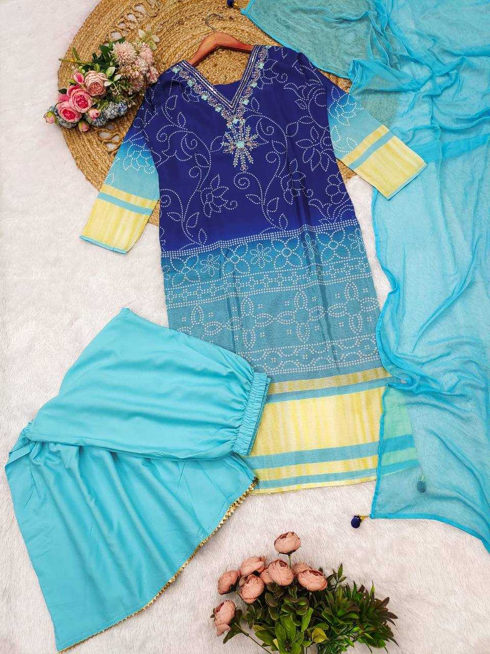 Ynf Bandhini Silk KESH501 JUMERA Suits & Dresses Wholesale Ladies Suits Embroidery Suits Bandhani Suits Manufacturer- Kapda Export