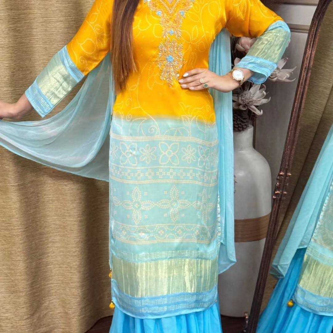 Ynf Bandhini Silk KESH501 JUMERA Suits & Dresses Wholesale Ladies Suits Embroidery Suits Bandhani Suits Manufacturer- Kapda Export