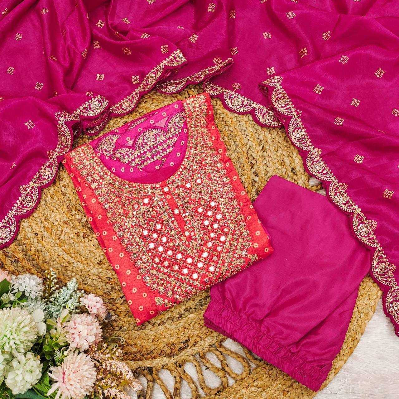 Ynf Chinon KESH501 Chinon gold Kurti Wholesale Mirror Work Kurti Bandhani Kurtis Kurti With Pants Manufacturer- Kapda Export