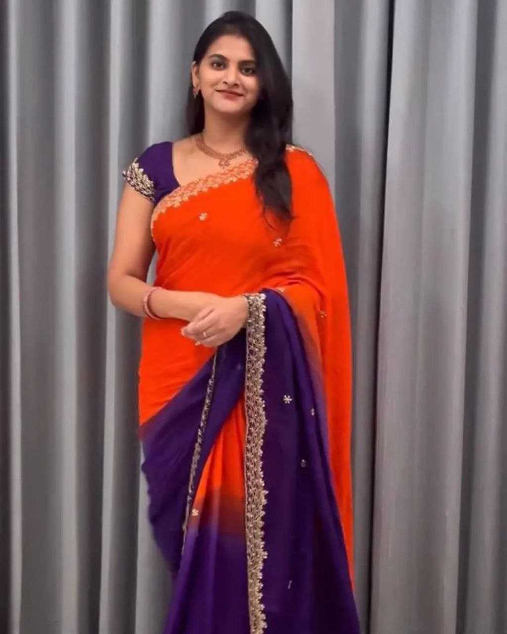 Ynf Chinon KESH588 SONIYA Sarees Wholesale Party Wear Sarees Fancy Sarees Ruffle Sarees Manufacturer- Kapda Export