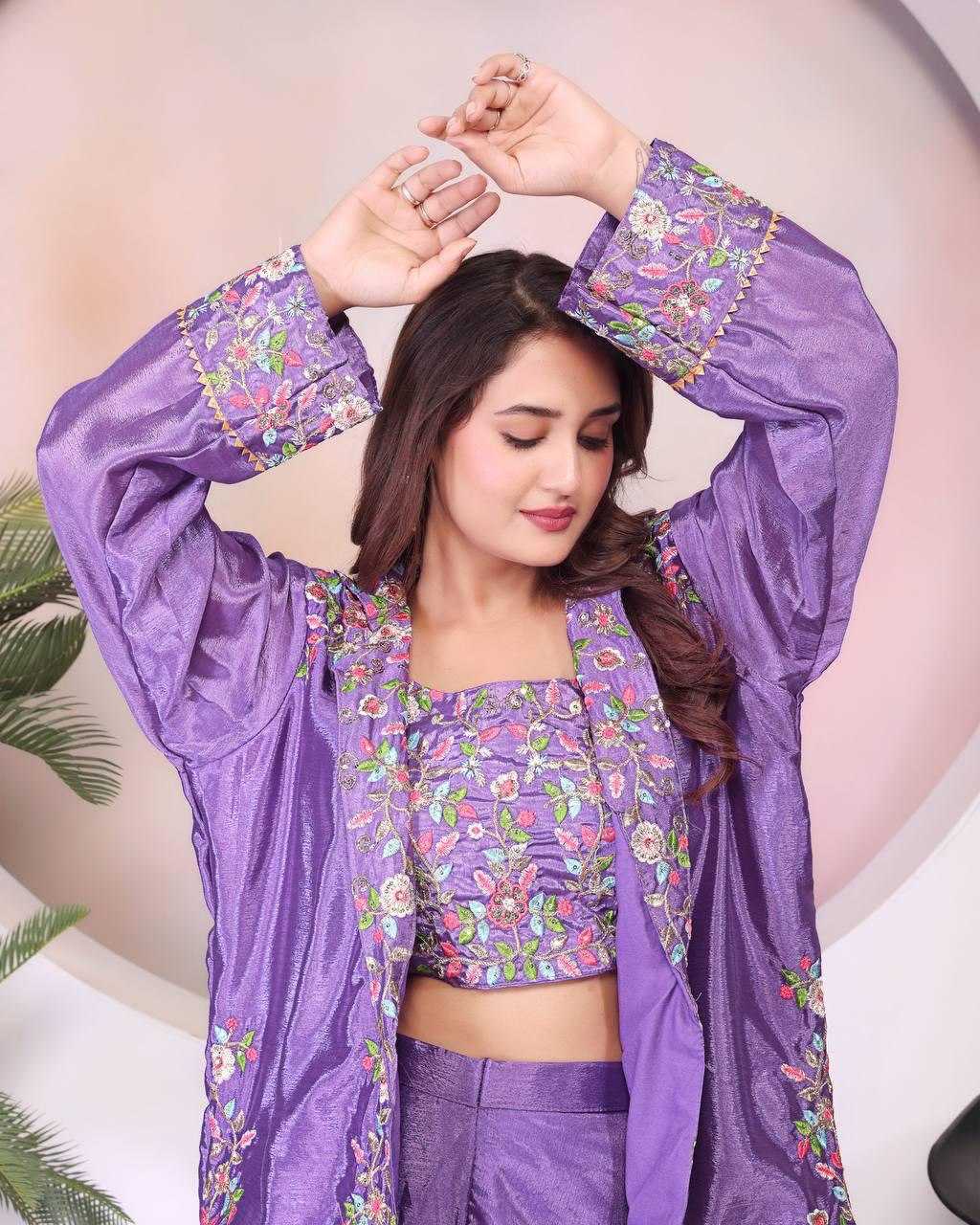 Ynf Chinon Silk KESH558 01 Kurti Wholesale Casual Kurtis Embroidered Kurtis Kurti With Jacket Kurti With Palazzo Manufacturer- Kapda Export